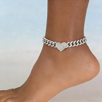 Arpurraina Women'S 14K Gold/Silver Plated Butterfly Ankle Bracelets, Adjustable Rhinestone Barefoot Sandal Anklet, Braided Heart Cuban Link Charm Pendant Beach Jewelry Gift