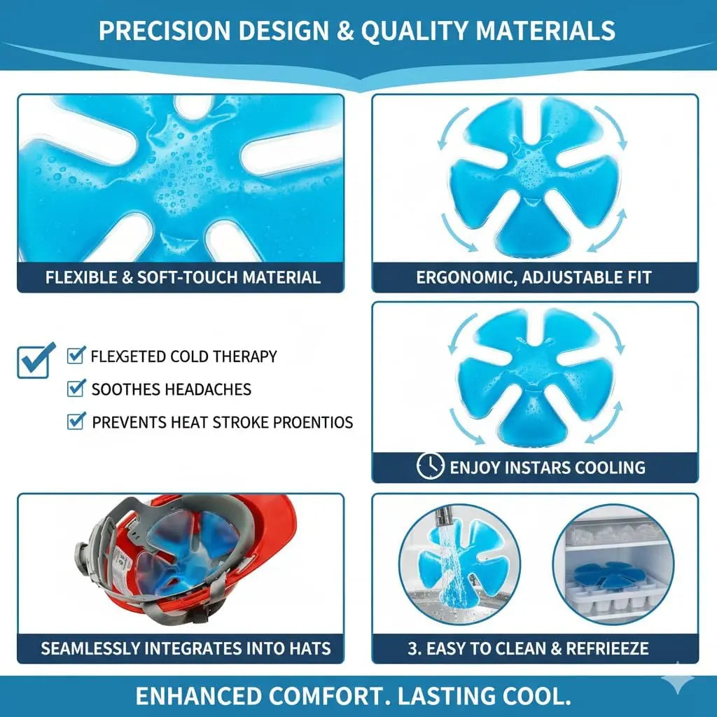 Reusable Cooling Gel Ice Packs, Cold Therapy Inserts for Hard Hats & Sun Hats, Cooling Relief for Construction Workers, Outdoor Activities, Daily Use, Heat Prevention, Multi Use for Summer, Perfect Gift Idea