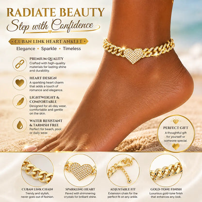 Arpurraina Women'S 14K Gold/Silver Plated Butterfly Ankle Bracelets, Adjustable Rhinestone Barefoot Sandal Anklet, Braided Heart Cuban Link Charm Pendant Beach Jewelry Gift