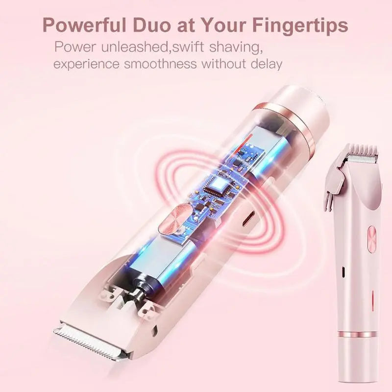 Experience Effortless Grooming with the Rechargeable Electric Bikini Trimmer for Women – 2 in 1 Body & Facial Hair Removal, Waterproof for Wet & Dry Use