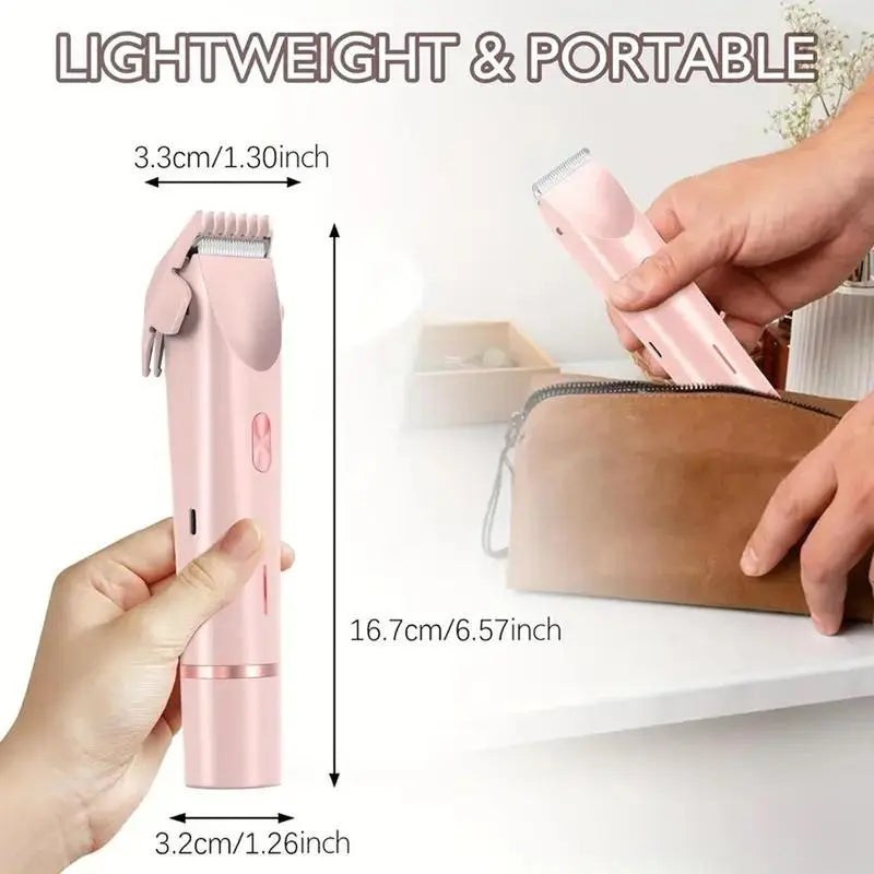 Experience Effortless Grooming with the Rechargeable Electric Bikini Trimmer for Women – 2 in 1 Body & Facial Hair Removal, Waterproof for Wet & Dry Use