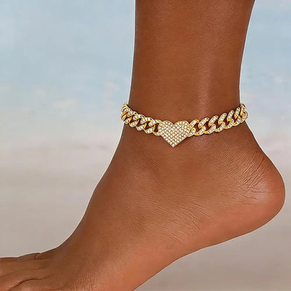 Arpurraina Women'S 14K Gold/Silver Plated Butterfly Ankle Bracelets, Adjustable Rhinestone Barefoot Sandal Anklet, Braided Heart Cuban Link Charm Pendant Beach Jewelry Gift