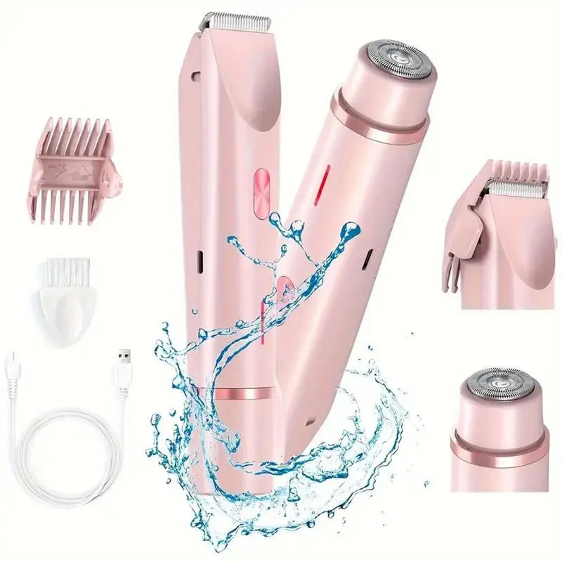 Experience Effortless Grooming with the Rechargeable Electric Bikini Trimmer for Women – 2 in 1 Body & Facial Hair Removal, Waterproof for Wet & Dry Use