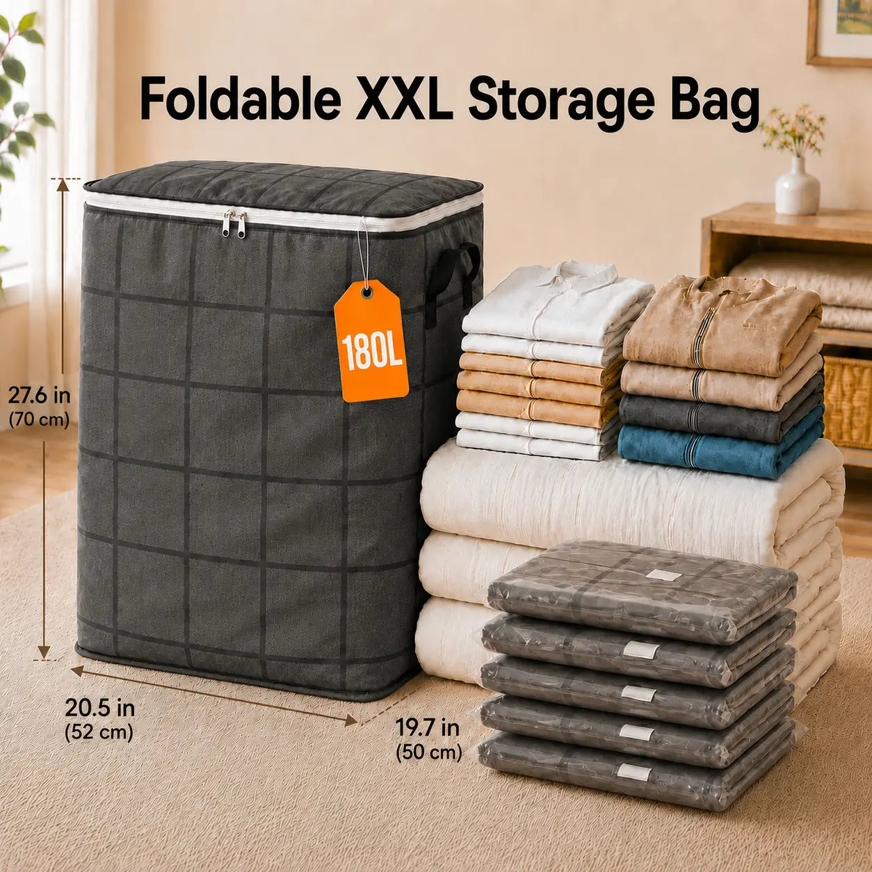 Extra Large Heavy Duty Moving Bags with Backpack Straps & Reinforced Handles, Dustproof Storage Bags for Clothes, Bedding & Travel, Zipper Closure Organizer for College Dorm, Closet and Home Organization